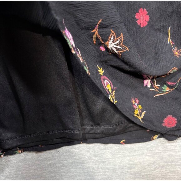 Old Navy Womens Black Floral Midi Dress‎ M Bell Sleeve Swing - Picture 3 of 5